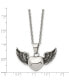 Фото #2 товара Chisel antiqued Heart with Wings Pendant Cable Chain Necklace