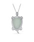 Large Nautical Tropical Beach Vacation Light Green Natural Jade Sea Turtle Pendant Statement Necklace For Women Sterling Silver Oxidized