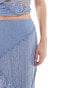 Miss Selfridge mixed texture fluted maxi skirt in blue