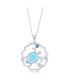 Фото #2 товара Sterling Silver Larimar Turtle & Small Blue CZ Necklace