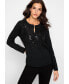 ფოტო #1 პროდუქტის Women's Cotton Blend Long Sleeve Sequin T-Shirt