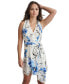 Фото #4 товара Women's Printed Tie-Waist Drape-Front A-Line Dress