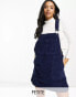 Фото #1 товара DTT Petite Lucine cord pinafore dress with pockets in navy