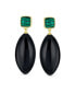 Фото #2 товара Unique Geometric Linear Malachite Black Onyx Rhombus Shape Square Natural Multi-Gemstone Party Dangling Earrings for Women in 14K Yellow Gold Plated