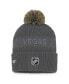 Men's Charcoal Vegas Golden Knights Authentic Pro Home Ice Cuffed Knit Hat with Pom - фото #2