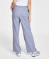 Фото #2 товара Juniors' High-Rise Linen Wide-Leg Pleat-Front Trouser Pants