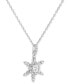 Фото #4 товара Cubic Zirconia Snowflake Pendant Necklace in Sterling Silver, 16" + 2" extender, Created for Macy's