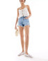 Фото #3 товара Abercrombie & Fitch Curve Love mom fit denim shorts in light blue