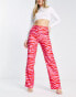 Фото #8 товара NA-KD x Janka Polliana co-ord high waist tailored trousers in pink zebra