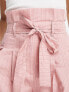 Фото #4 товара ASOS DESIGN Tall stripe paperbag waist trouser in pink