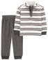 Фото #6 товара Toddler 2-Piece Striped Fleece Pullover & Pant Set 3T