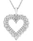 ფოტო #1 პროდუქტის Diamond Double Heart 18" Pendant Necklace (1 ct. t.w.) in 10k White Gold