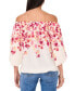 Фото #2 товара Women's Off-The-Shoulder Floral Tie-Hem Top