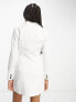 Фото #4 товара Miss Selfridge blazer dress with contrast buttons in ivory