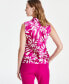 ფოტო #4 პროდუქტის Women's Printed Sailor-Tie-Neck Sleeveless Top