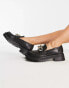 Фото #8 товара Stradivarius chunky flat loafers with chain detail in black