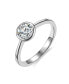 RA White Gold Plated with Cubic ZIrconia Modern Bezel Promise Engagement Ring