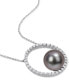 ფოტო #3 პროდუქტის Black Cultured Tahitian Pearl (9-1/2mm) Circle 17" Pendant Necklace in 10k White Gold