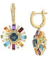 ფოტო #1 პროდუქტის EFFY® Multi-Gemstone (3 ct. t.w.) & Diamond (3/8 ct. t.w.) Dangle Hoop Earrings in 14k Gold