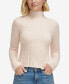 ფოტო #1 პროდუქტის Women's Mock-Neck Long-Sleeve Ribbed Sweater