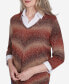 ფოტო #2 პროდუქტის Petite Classics Chevron Ombre Woven Sweater