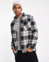 Threadbare check overshirt in black