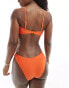 ASOS DESIGN shirred shaped bandeau bikini top in orange