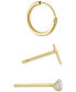 ფოტო #3 პროდუქტის 3-Pc. Set Cubic Zirconia Hoop & Stud Earrings in Gold-Plated Sterling Silver, Created for Macy's