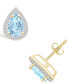 ფოტო #1 პროდუქტის Lab Grown Spinel Aquamarine (1-2/5 ct. t.w.) and Lab Grown Sapphire (1/5 ct. t.w.) Halo Studs in 10K Gold