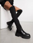 Фото #12 товара Simmi London Reign knitted over the knee second skin boots in black