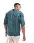 ONLY & SONS revere collar shirt with floral boarder print in teal