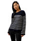 ფოტო #1 პროდუქტის Women's Drop-Shoulder Striped Cashmere Sweater