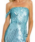 Фото #3 товара Women's One Shoulder Mesh Sequin Gown With Slit
