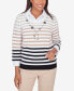 ფოტო #1 პროდუქტის Women's Neutral Territory Collar Trimmed Embellished Stripe Sweater