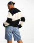 Monki knitted sweater with volume sleeves in glitter mono stripe yarn