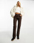 Weekday Demi borg jacket with zip front in cream