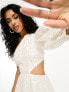 Фото #6 товара ASOS DESIGN embellished organza asymmetric one sleeve mini dress in white