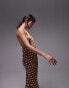 Topshop polka dot halter neck maxi dress in brown