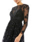 ფოტო #3 პროდუქტის Women's Embellished Illusion Long Sleeve Midi Dress