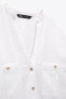 Roll-up sleeve linen blend shirt