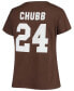 ფოტო #4 პროდუქტის Women's Nick Chubb Brown Cleveland Browns Name and Number V-Neck T-shirt