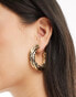 Mango hammered hoop earrings in gold Золотистый - фото #3