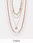 ASOS DESIGN 5 pack bead and cord necklace set in multi