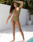 Фото #2 товара Wolf & Whistle X Malaika Terry Fuller Bust cut out swimsuit in metallic gold