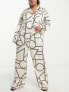 Фото #1 товара 4th & Reckless Plus satin wide leg trouser co-ord in cream print