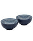 6.5" Cobalt Star Embossed Stoneware Ramen Noodle Bowls, Set of 2