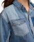 Фото #4 товара Women's Cotton Denim Patchwork Button-Front Shirt