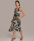 Donna Karan Women's Printed Belted A-Line Dress