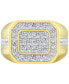 Фото #3 товара Men's Lab Grown Diamond Cluster Ring (1-1/2 ct. t.w.) in 10k Gold