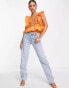 Фото #4 товара River Island ruffle crochet detail crop top in orange